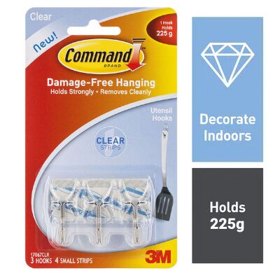 Command Hook 17067CLR Wire Clear Small Pack of 3