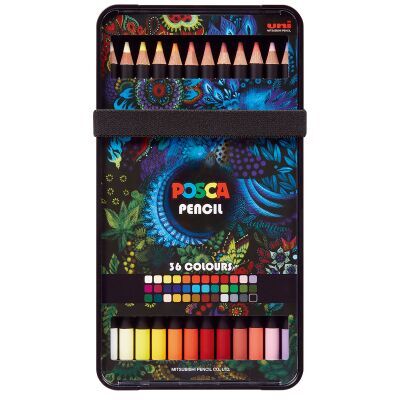 Uni Posca Coloured Assorted Pencils - Set of 36