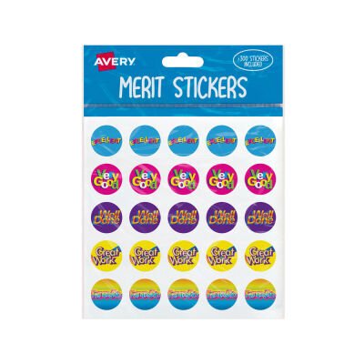 Merit Stickers Avery Assorted Captions 2 Round 22mm Pack of 300 | Kiwi ...