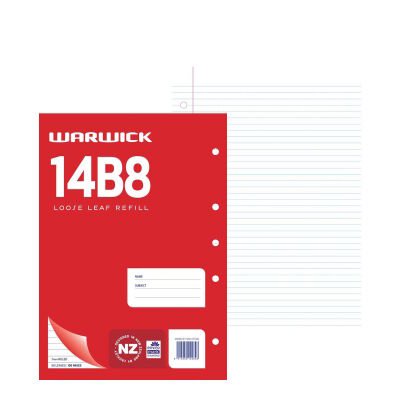 14B8 Refill Pad Warwick Loose Leaf Ruled 7mm 210x297mm A4 50 Leaf ...